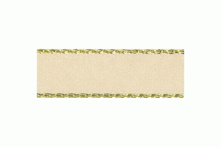 Gold Metallic Edge Satin 25mm, Cream