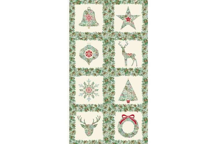Good Tidings by Makower UK - Cream Panel 60cm x 112cm 100% Cotton 