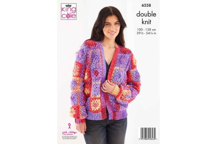 Granny Square Cardigan - Jumper Crocheted in DK - 6258
