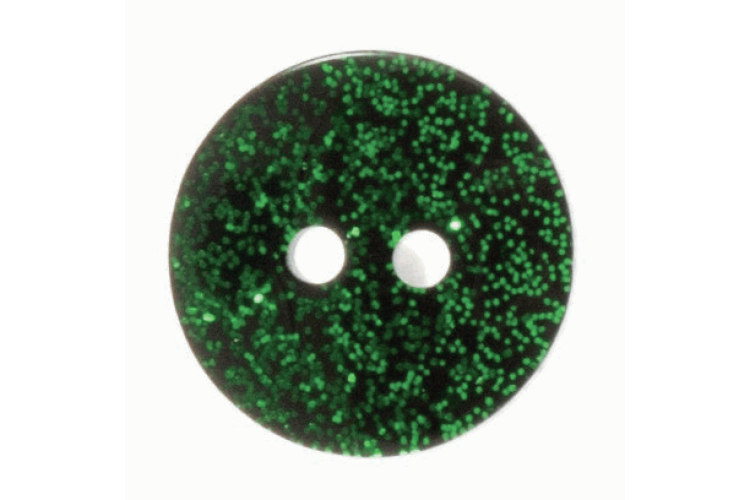 Green Glitter Resin, 18mm 2 Hole Button