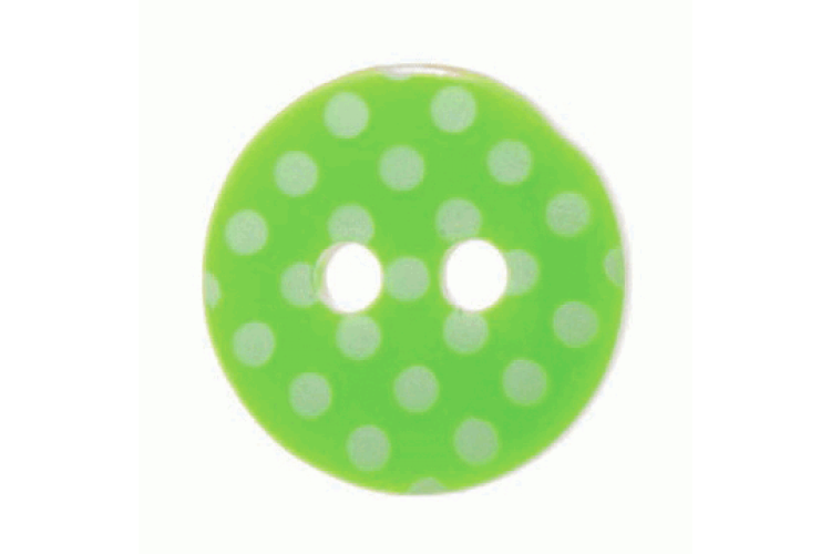 Green Resin, 12mm White Spot 2 Hole Button