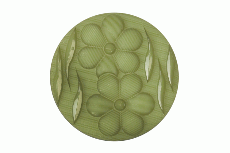 Green Resin Flower Imprint, 20mm Shank Button