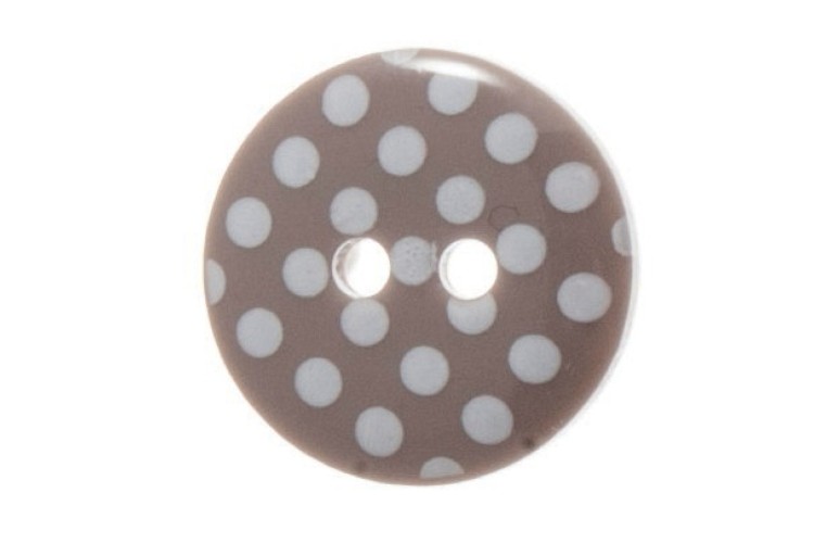 Grey Resin, 15mm White Spot 2 Hole Button