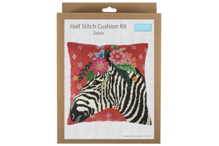 Half Cross Stitch / Tapestry Kit - Cushion - Zebra
