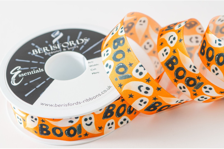 Halloween Ghouls / Ghost Orange Ribbon 25mm
