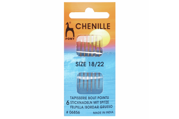 Hand Sewing Needles, Chenille, Gold Eye, Size 18-22