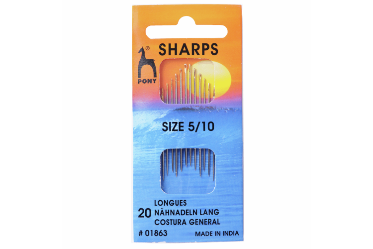 Hand Sewing Needles, Sharps, Gold Eye, Sizes 5-10