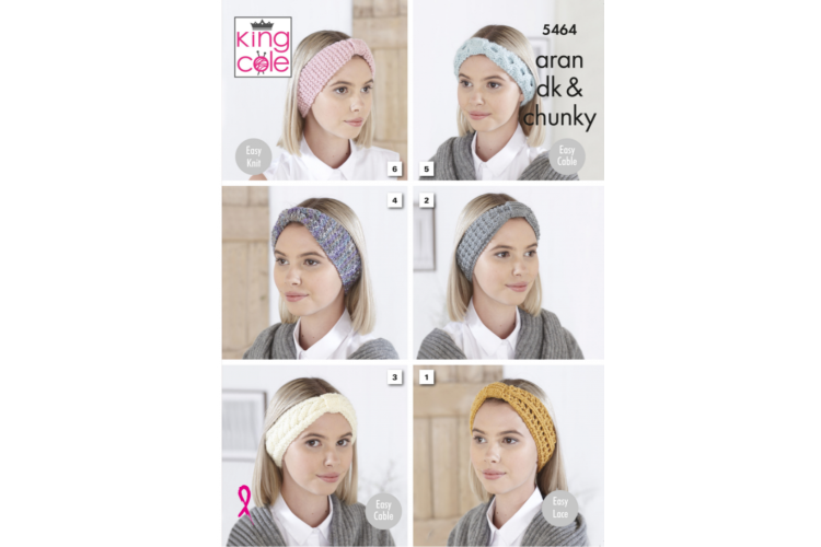Headbands: Knitted in DK, Aran & Chunky - 5464