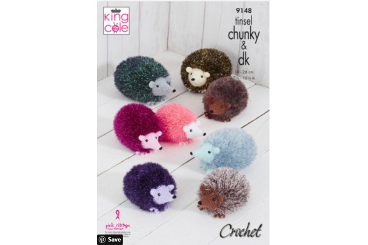 Hedgehog – Small – Medium – Large: Crocheted in Tinsel Chunky - 9148
