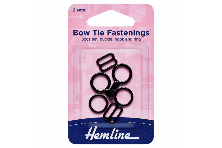 Hemline,  Bow Tie Set, Black, 2 Sets