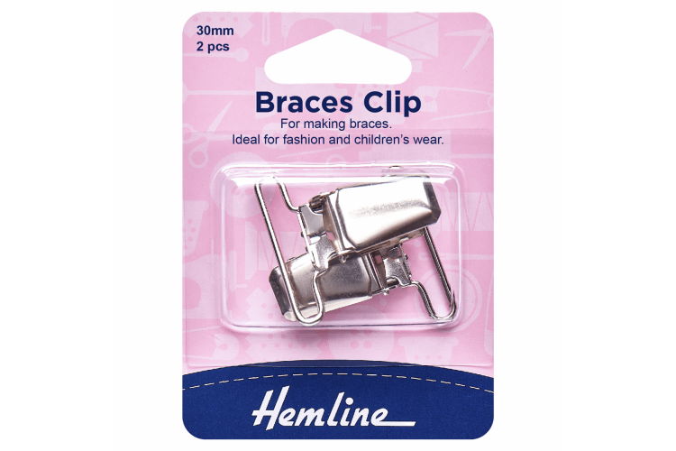 Hemline, Braces Clip, 30mm, Nickel, 2 Pieces