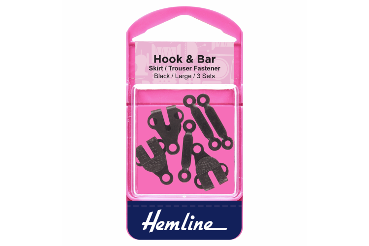 Hook and Bar, Large, Black, Pack of 3