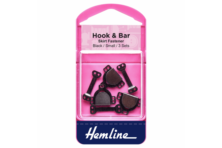 Hook and Bar, Small, Black, Pack of 3