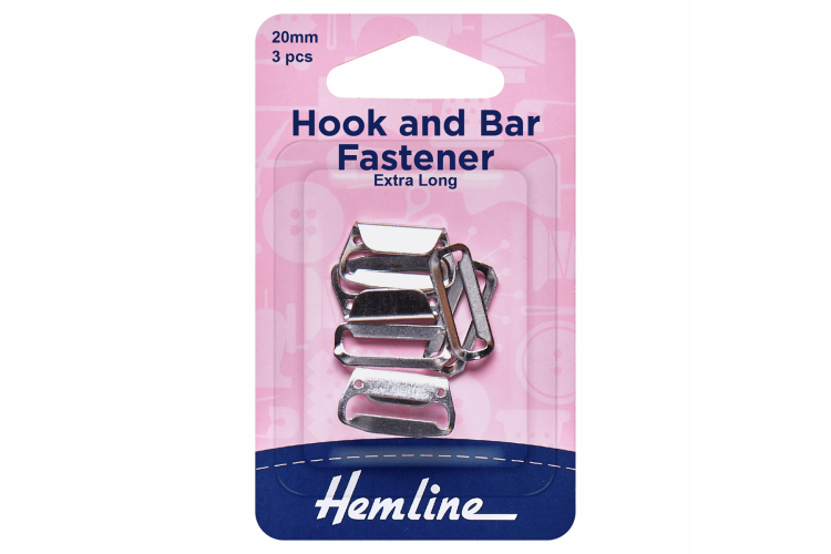 Hook and Bar Fastener, Nickel, 25mm, Pack of 3