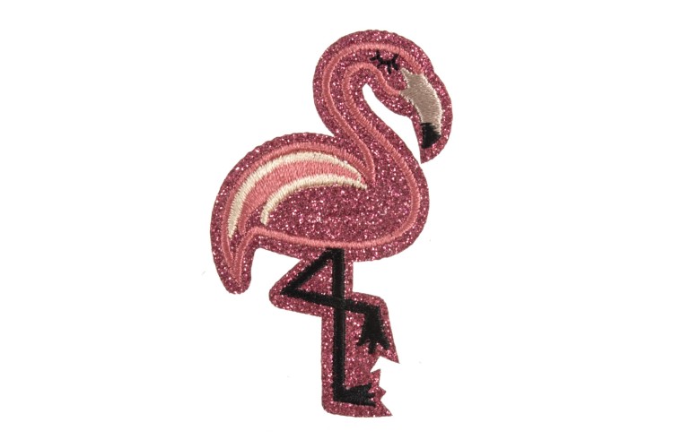 Iron on & Sew on Motif Glitter Flamingo