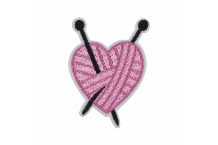 Iron on & Sew on Motif Knitted Heart