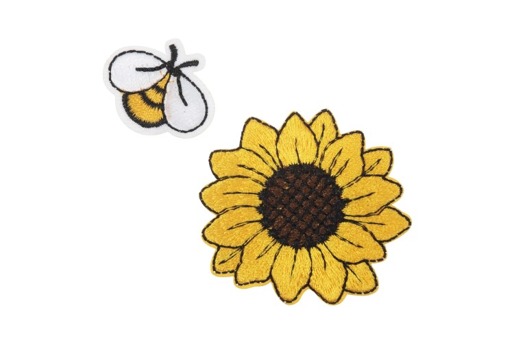 Iron on & Sew on Motif Sunflower Bee: C