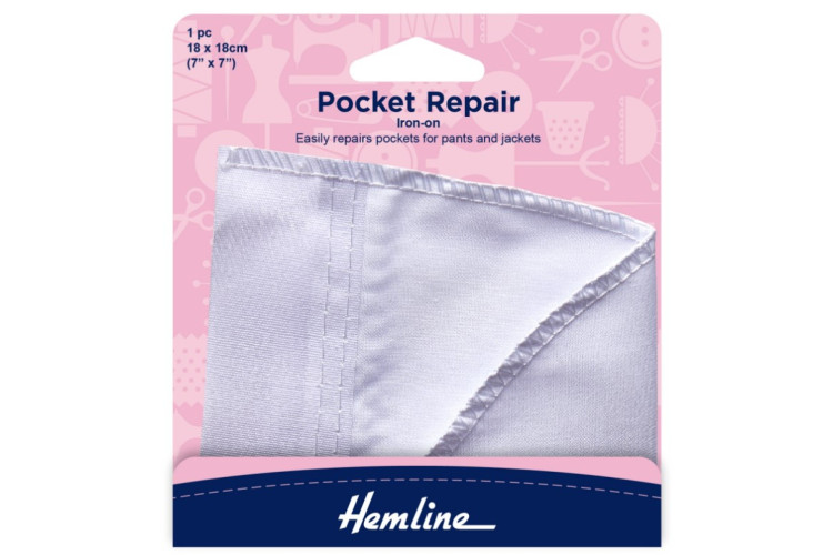 Iron-On Pocket Repair White - 18 x 18cm
