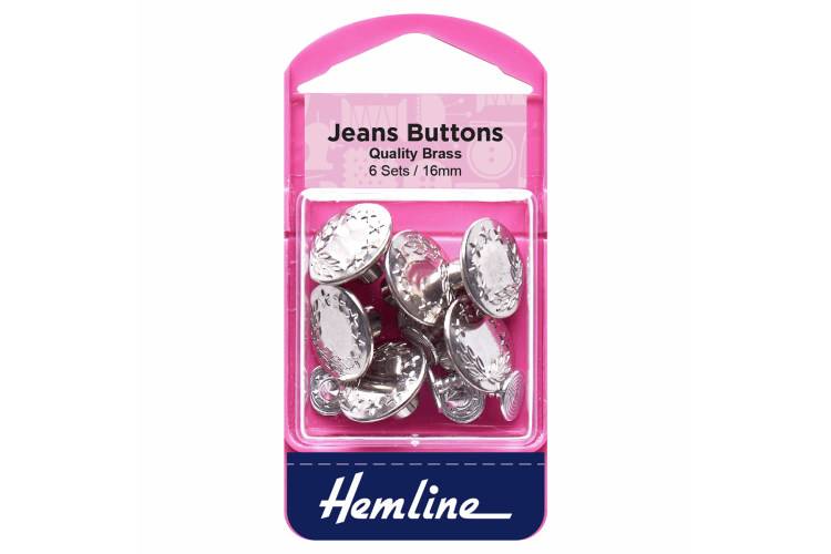 Jeans Buttons, 16mm, Nickel, 6 Sets