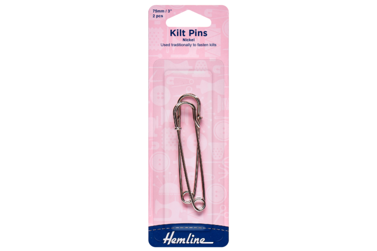 Kilt Pins - 75mm Nickel - 2 Pieces