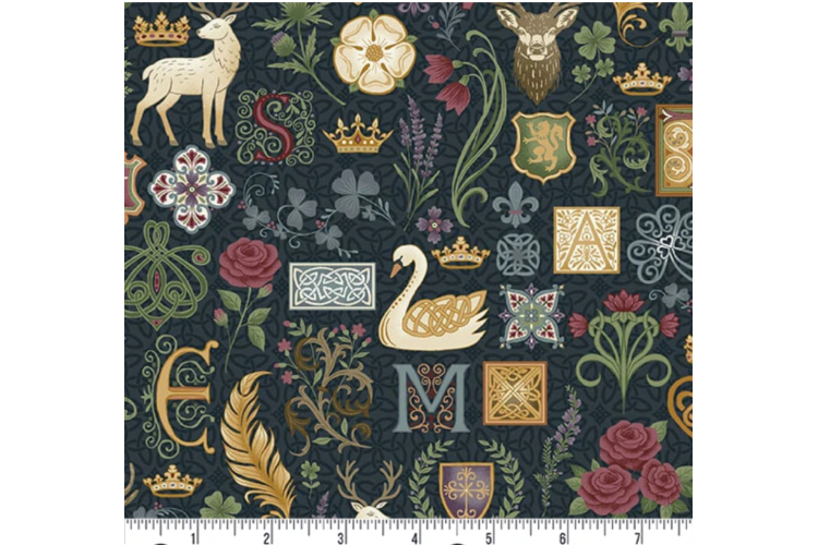 Kindred by Makower Legend Blue 100% Cotton 112cm wide