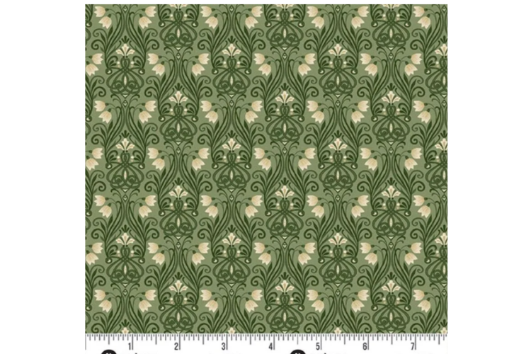 Kindred by Makower Lily Green 100% Cotton 112cm wide