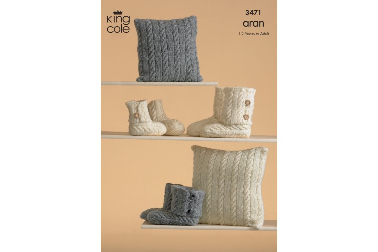 Knitted Slippers Knitted in Fashion Aran - 3471