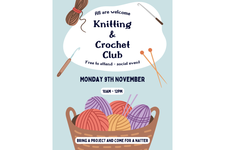 Knitting & Crochet Club - Social Event - Free to attend - Weekday