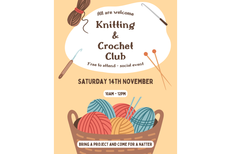Knitting & Crochet Club - Social Event - Free to attend - Saturday