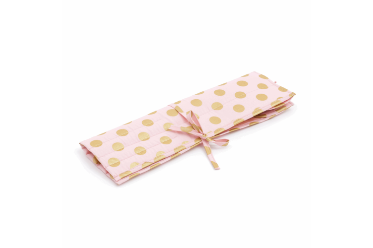 Knitting Pin Roll: Filled with Bamboo Knitting Pins - Blush and Gold Polka Dot