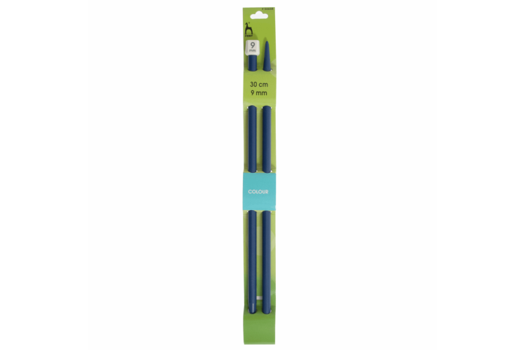 Knitting Pins, Single-Ended, Coloured: 30cm x 9mm