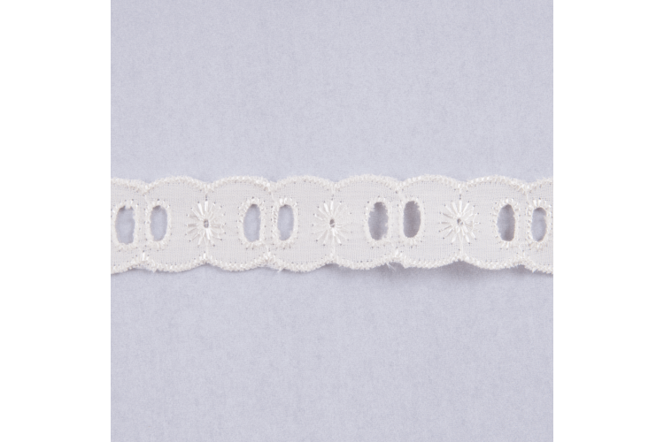Lace, Broderie Anglaise Trimming, 25mm, Cream