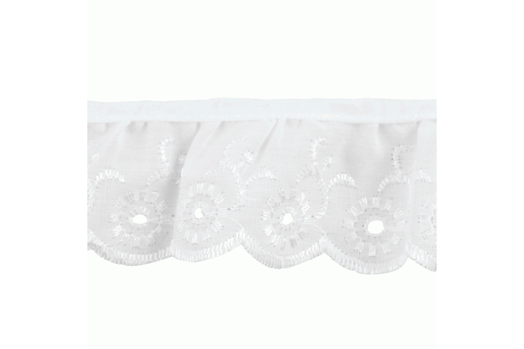 Lace Broderie Anglaise Frilled 50mm White
