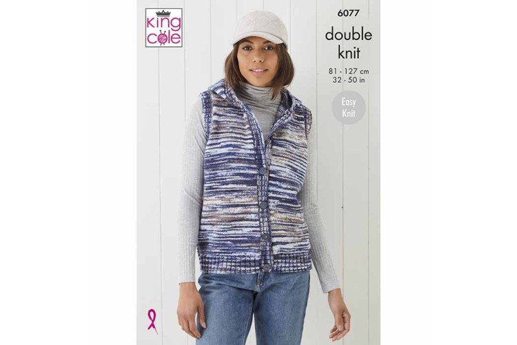 Ladies Bodywarmers: Knitted in Camouflage DK - 6077