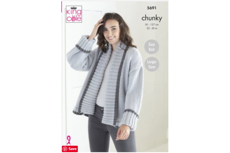Ladies Cardigans: Knitted in Ultra Soft Chunky - 5691