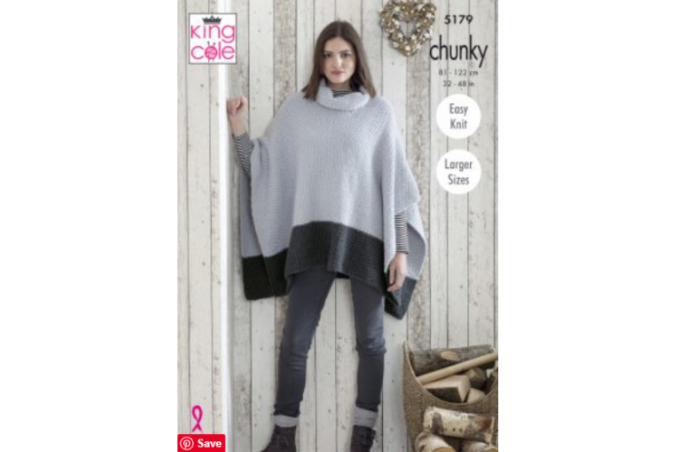 Ladies Ponchos Knitted in Timeless Chunky - 5179