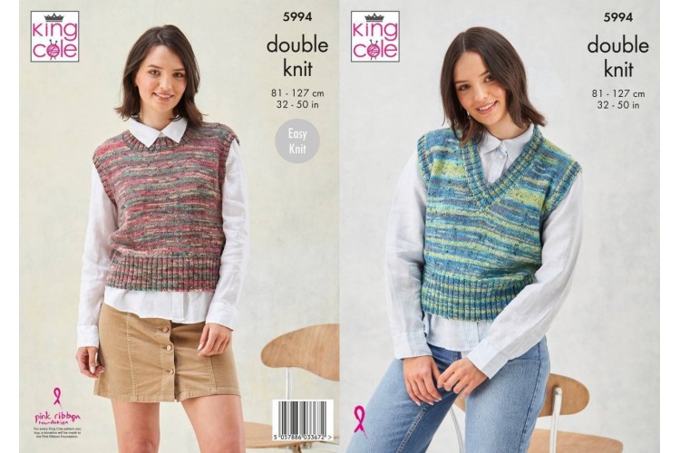 Ladies Round & V Neck Tanks: Knitted in Homespun DK - 5994