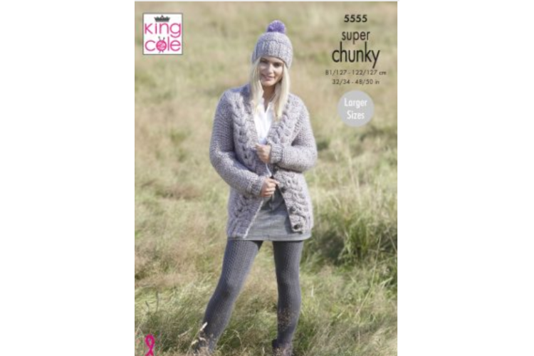 Ladies Scarf, Cardigan & Hat: Knitted in Big Value Super Chunky Stormy -5555
