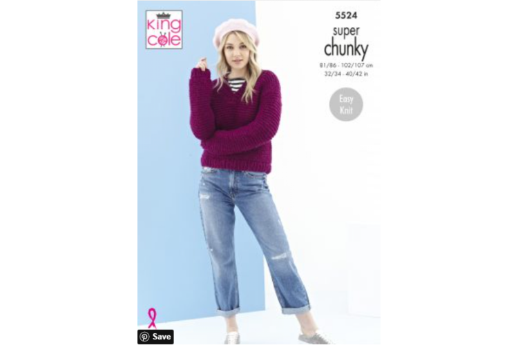 Ladies Sweater: Knitted in Timeless Super Chunky - 5524