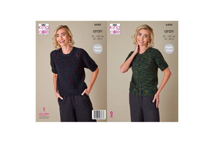 Ladies Sweater and Cardigan knitted in Firefly Aran - 6444