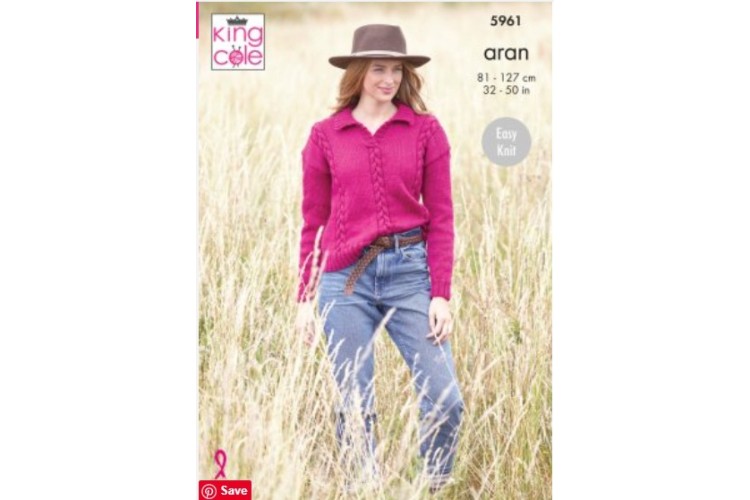 Ladies Sweater and Tank: Knitted in King Cole Wool Aran - 5961