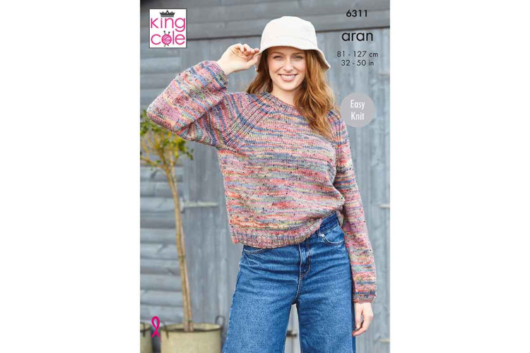 Ladies Sweaters knitted in Homespun Prism Aran - 6311
