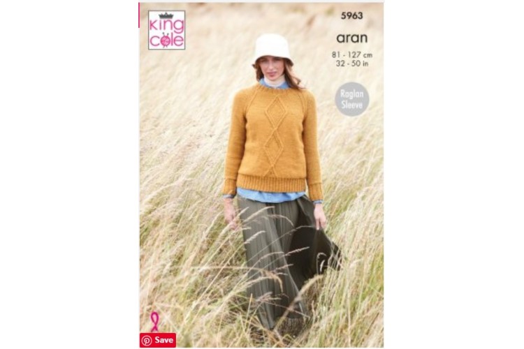 Ladies Sweaters: Knitted in King Cole Wool Aran - 5963
