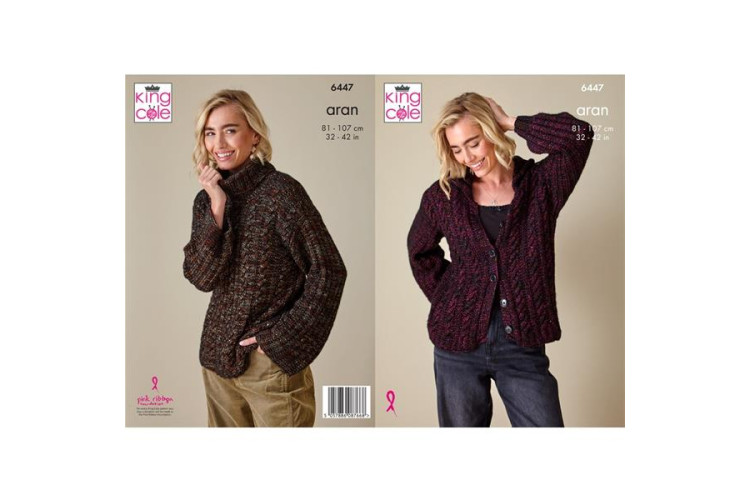 Ladies Sweater and Cardigan knitted in Firefly Aran - 6447
