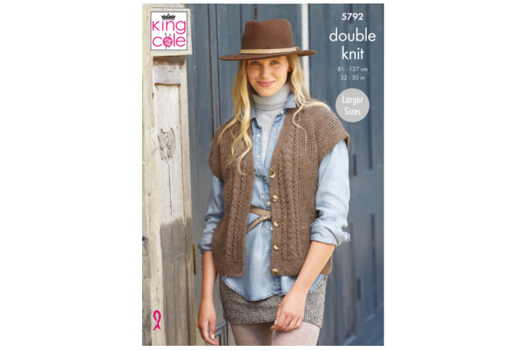 Ladies V Neck Cardigan & Waistcoat: Knitted in Homespun DK - 5792