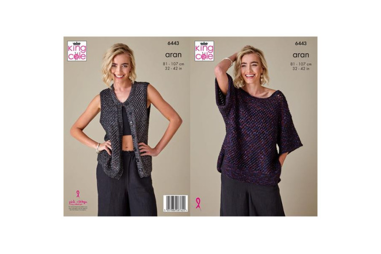 Ladies Waistcoat and Top knitted in Firefly Aran - 6443
