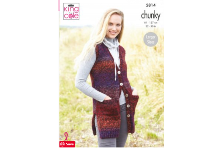 Ladies Waistcoats: Knitted in Autumn Chunky - 5814