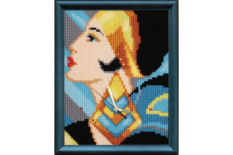Large Counted Cross Stitch Kit - Lady with Earring (Clock)