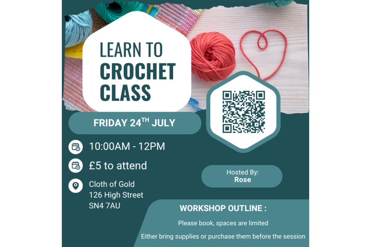 Learn to Crochet Class  - Booking required - 24th July 2026
