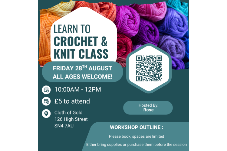 Learn to Crochet Class - Booking required - 28th August 2026